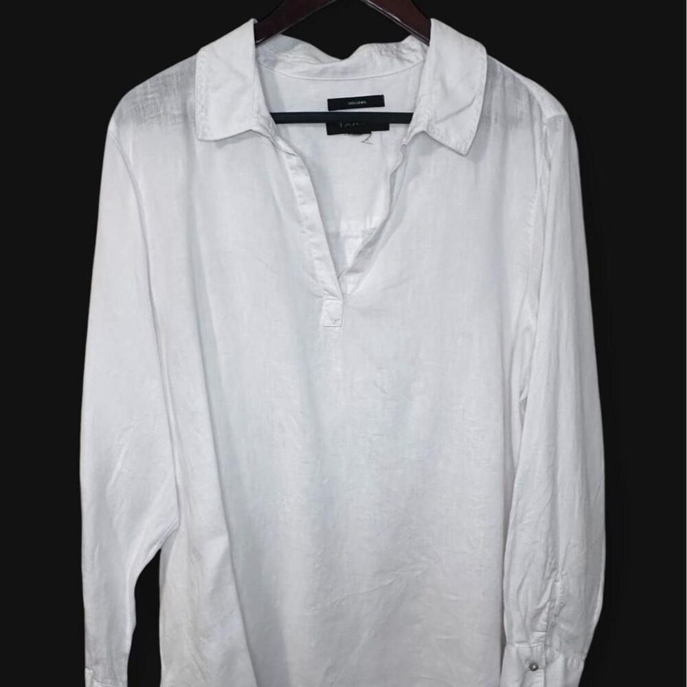 Tahari Pullover White Linen  Beach Cover Up Tunic